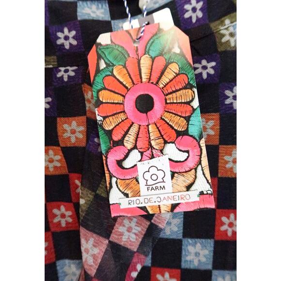 FARM RIO Mesh Check Midi Maxi Ruffle Tiered Skirt Anthropologie S NWT $160 - Picture 6 of 11